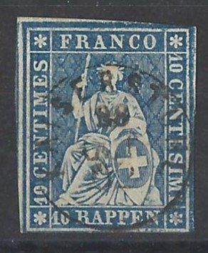 Tutti i francobolli: aa734/STRUBEL No 23 oblitéré (KAISERSTHUL ?)(Obl. Fingerhut) – Usato da Fleurier venduto da 18063
