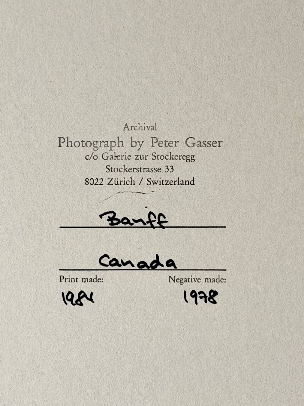 Foto & Immagini: PETER GASSER PRINT **Banff Canada 1979** – Usato da Niederweningen venduto da 85funky10 2
