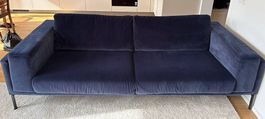 3er-Designer-Sofa in dunkelblau/navy