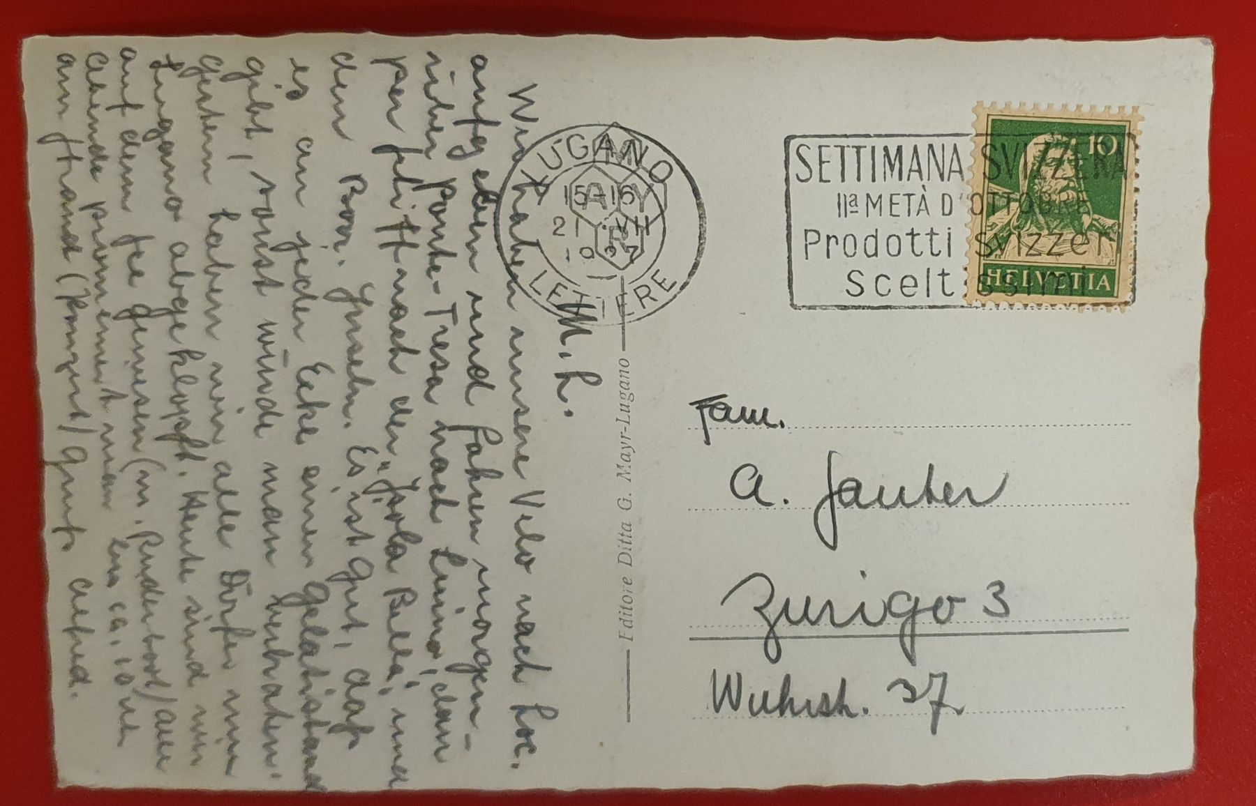 Cartoline postali: Lugano 1927 - Via Pessina, belebt – Usato da Kreuzlingen venduto da Rschweiz1 1