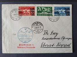 1937, Flugpost Beleg nach Ebnat-Kappel / Abarten!