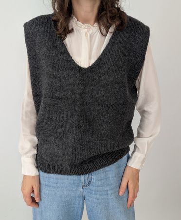 Strickweste Damen grau V-Ausschnitt Gr.L