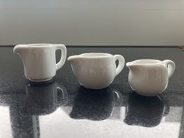 Set of 3 White Ceramic Creamers