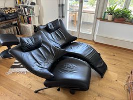 2 iidentische Design Sessel Leder Schwarz