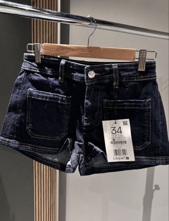 Denim Shorts Stradivarius Dark Blue Size 34 New