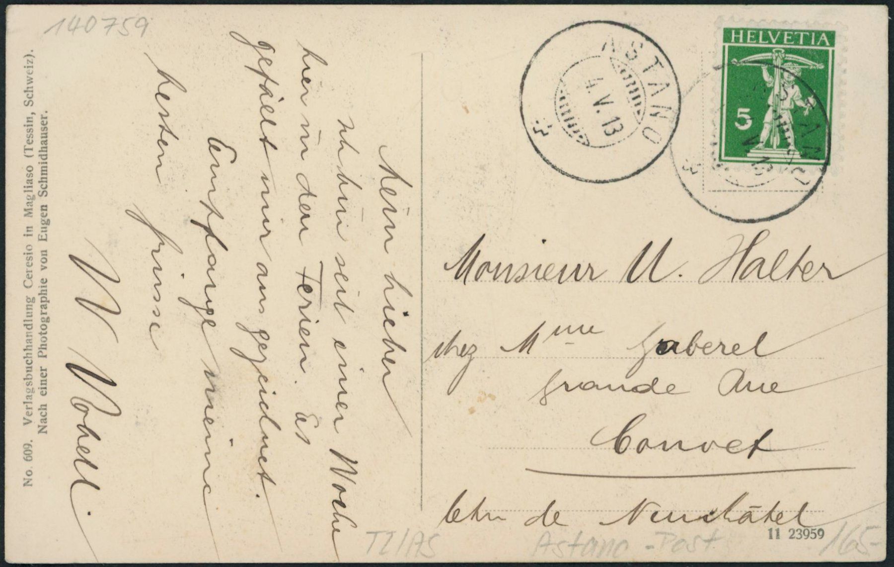 Cartoline postali: TI Astano - Post – Usato da Schindellegi venduto da masutka7 1