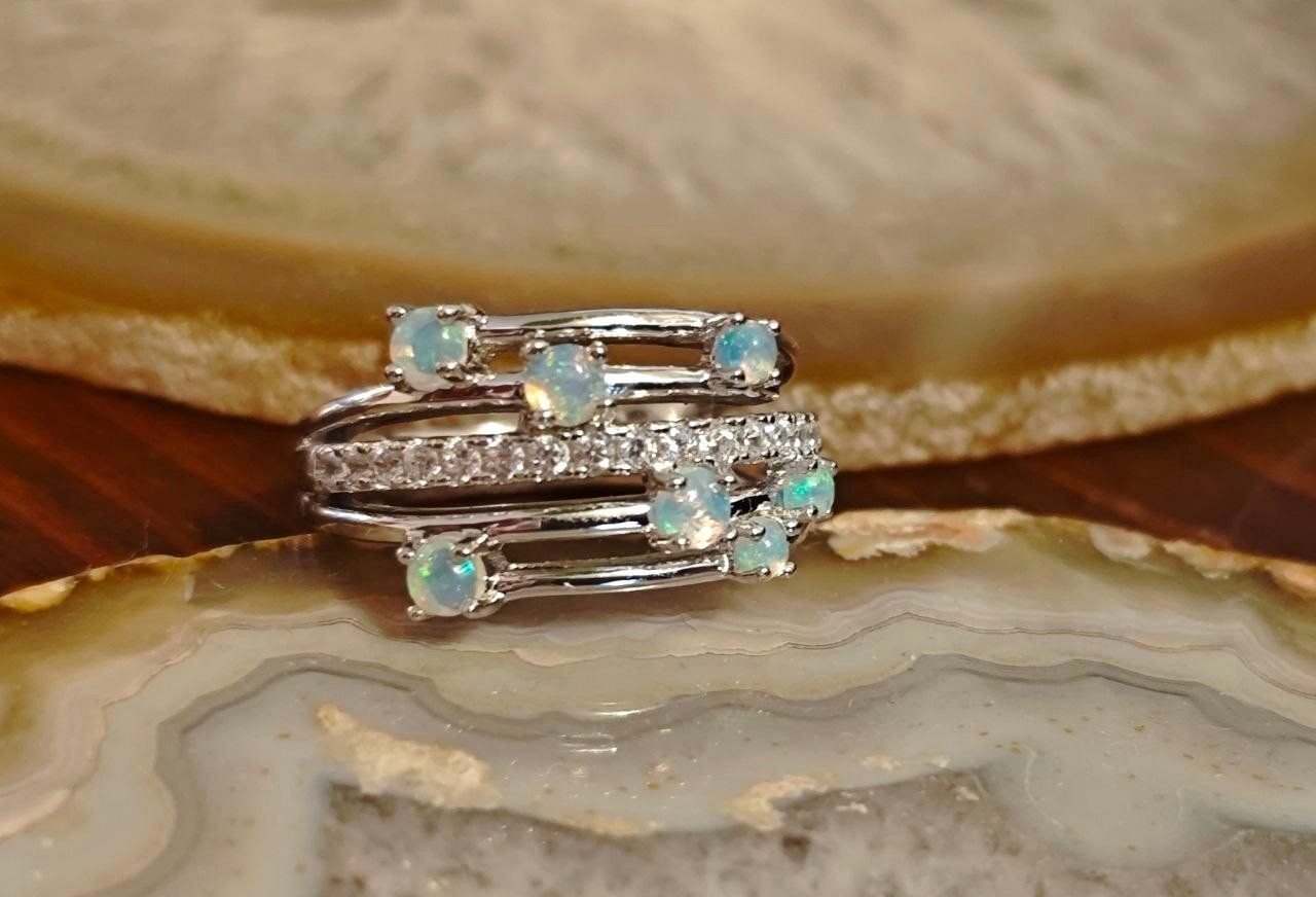 Ringe: ST. SILBER 925° ECHT ÀTHIOPIENOPAL RING MP DURCHMESSER 18 – Neu (gemäss Beschreibung) aus Weiningen ZH von actera 6