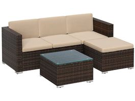 Gartenmöbel Set Polyrattan Sofa Tisch Braun Taupe LAMIS