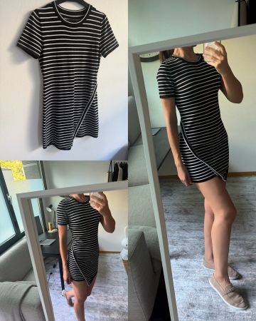 ZARA black and white striped mini dress, like new! Size S