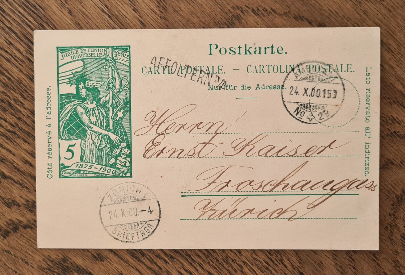 Cartoline postali: Postkarte 1900 – Usato da Ebikon venduto da Donar50