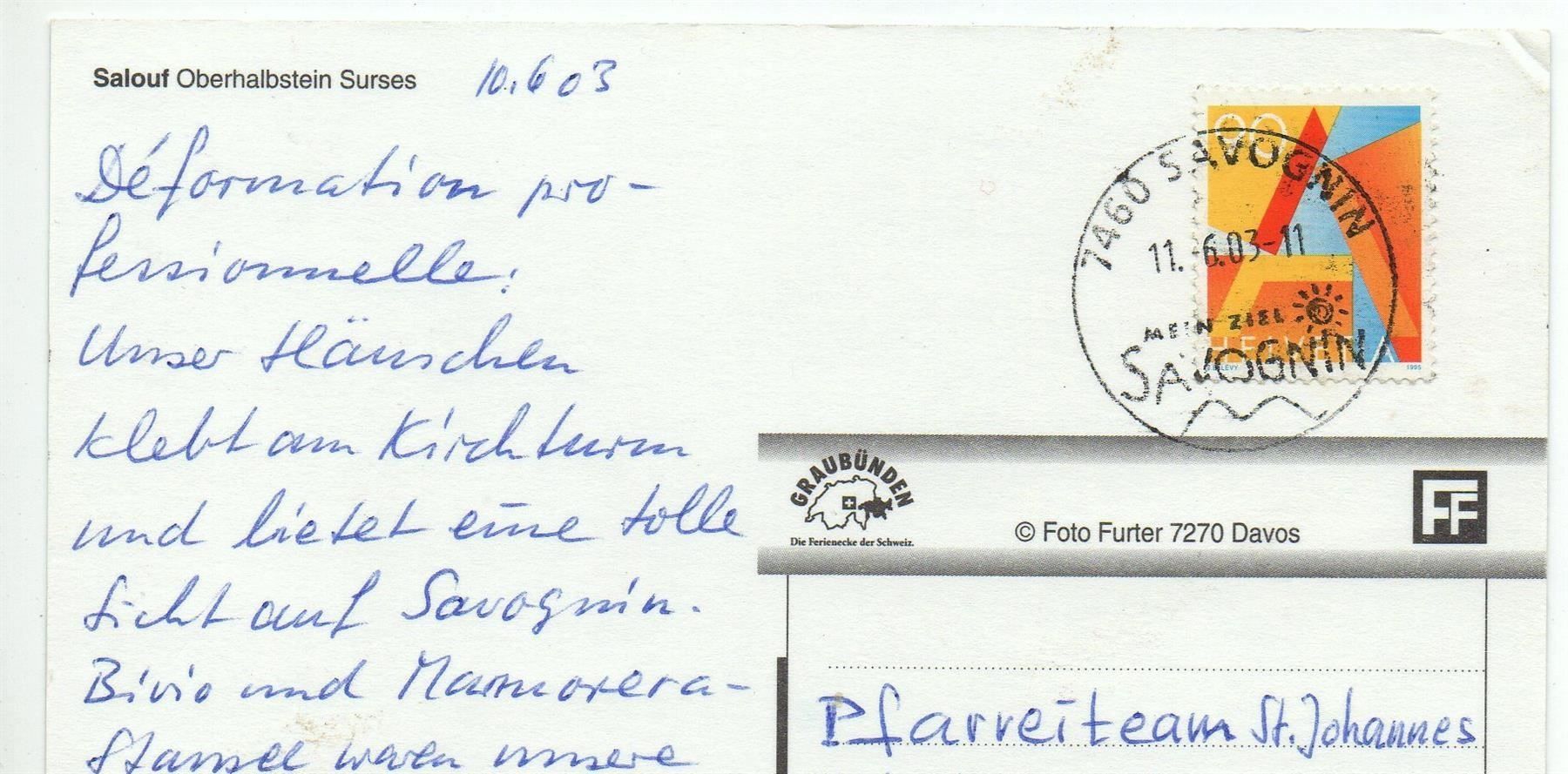 Ansichtskarten: SALOUF Oberhalbstein Surses – Gebraucht aus Jona von philajona 1