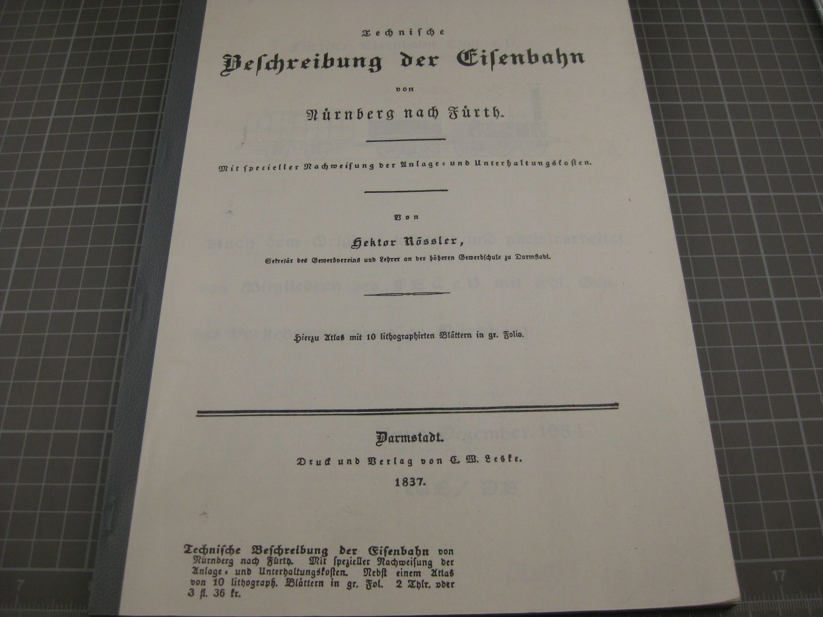 Bücher: Beschreibung der Eisenbahn von Nürnberg – Gebraucht aus Malters von Marosko