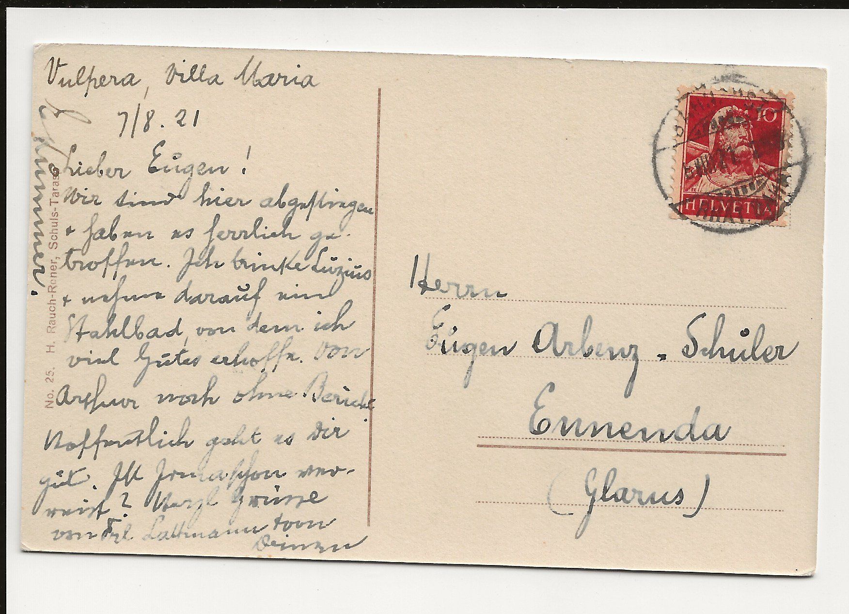 Cartoline postali: AK 1921 Sent , Unterengadin  , St. Peter Kirche – Usato da Greifensee venduto da 315WDO 1