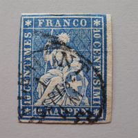 Strubel: 23G (23B4) von Delémont: 1.SEPT.1862 Eckrand-Stück!