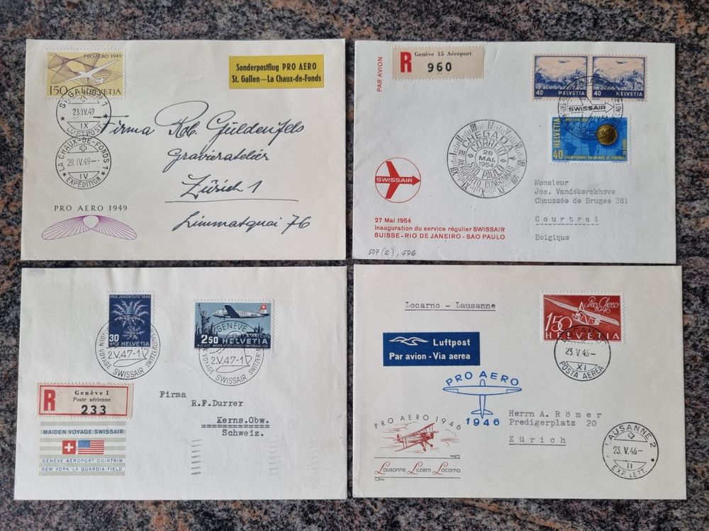 8 CH Flugpost Briefe 1938 - 1949 : KP 380.-- (Gebraucht) in Gümligen ...