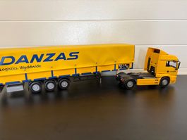 Modell LKW Danzas gelb Auflieger gebraucht