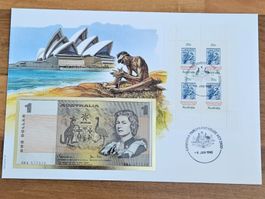 Notenbrief Bankfrische 1-Dollar-Banknote aus Australien
