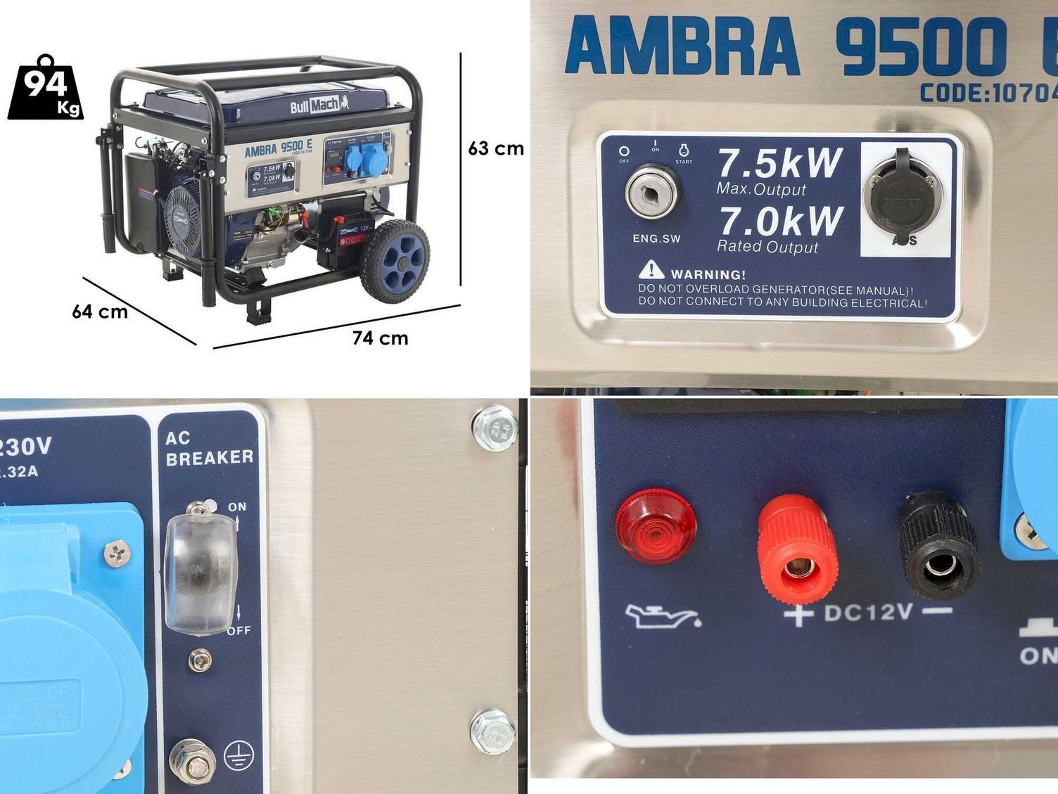 Generatori di corrente: BullMach AMBRA9500E Benzin-Stromerzeuger – Nuovo e nell'imballaggio originale da Bottighofen venduto da zaap 8