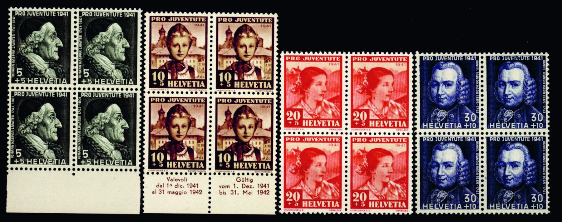 Tutti i francobolli: 1941, Pro Juventute, Viererblöcke, ** – Usato da Willisau venduto da Vollstempel