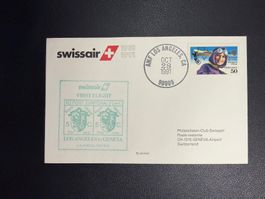 Swissair Erstflugbrief Los Angeles-Genf 1991