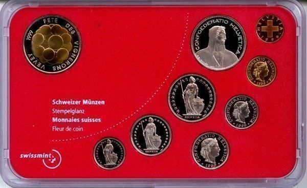 Alle Münzen: Schweizer Münzsatz 1999 stgl_TOP – Gebraucht aus Eggersriet von stamp303 1