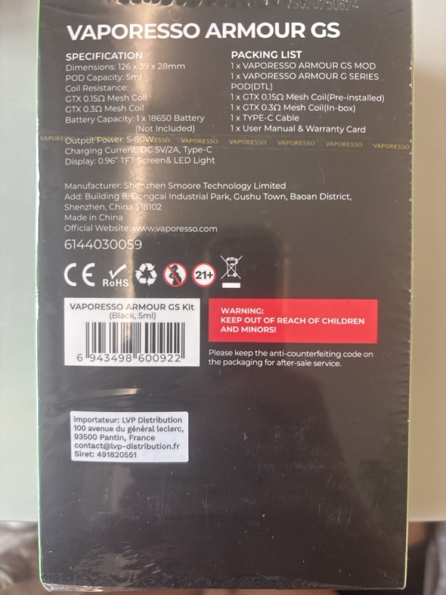 Vaporesso Autres tabacs: Vaporesso Armour GS – Neuf avec emballage d'origine à Zürich par soniabrechbuehl 1
