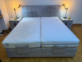 Elektrisches Boxspringbett grau gebraucht guter Zustand