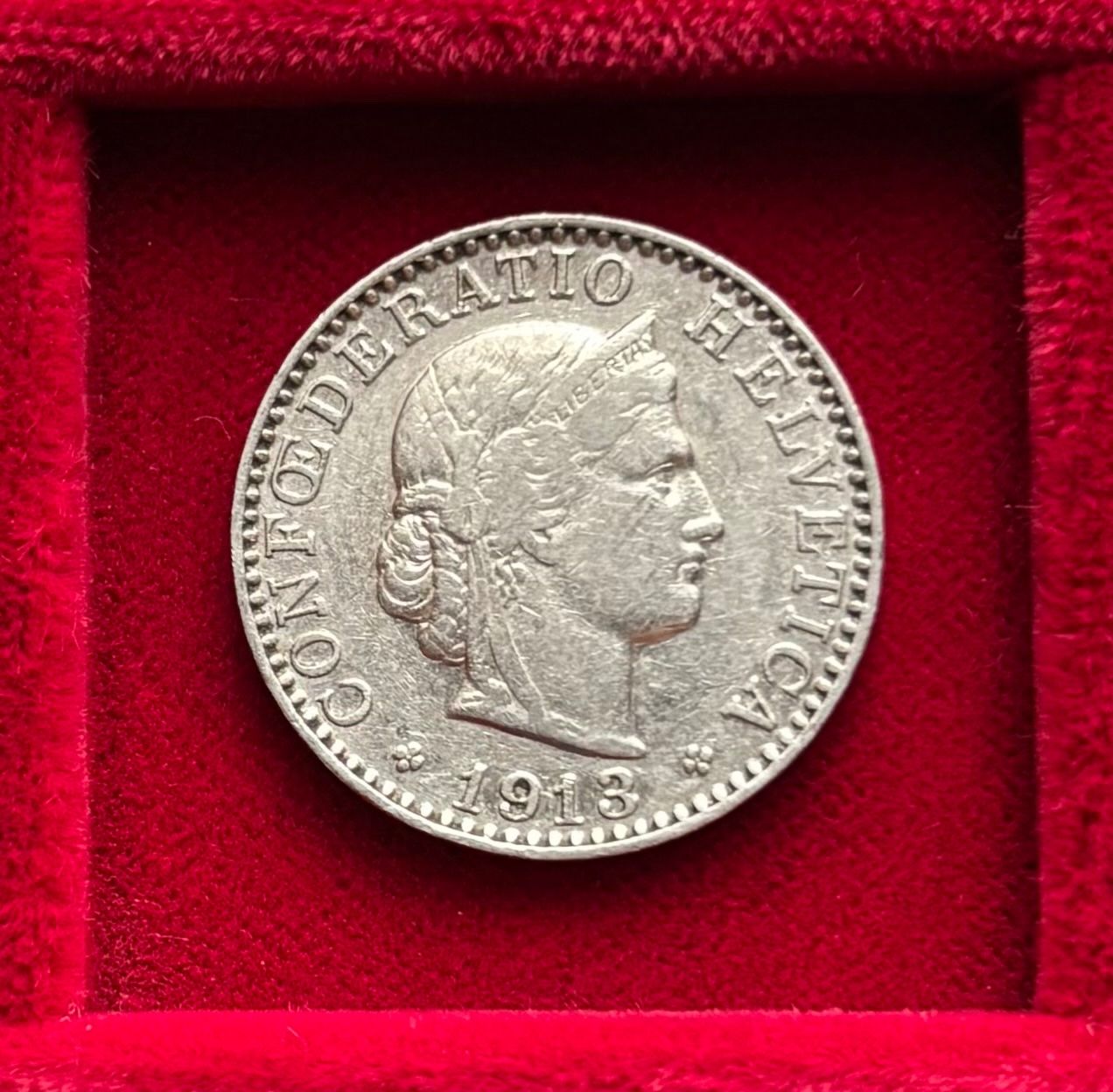 Tutti le monete: Schweiz 20 Rappen 1913 B - Libertaskopf – Usato da Speicher venduto da CH-Schatzkammer