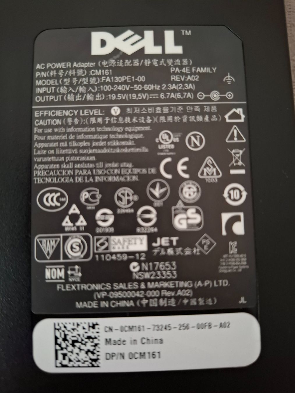 Dell Caricabatterie: Dell Netzteil 130W inkl. CH Netzkabel – Nuovo (secondo la descrizione) da Magden venduto da SelHas 1