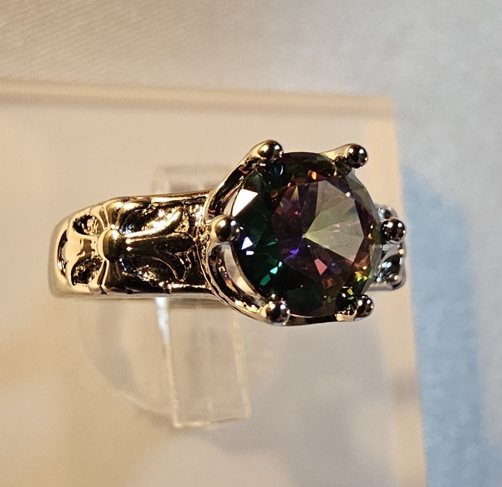 Anelli: Eleganter offener Ring mit mystischem Topas, 925 versilbert – Nuovo (secondo la descrizione) da Grenchen venduto da maretop 3