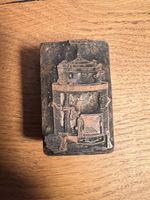 Antiker Druckstock Ofen – Klischee Buchdruck Holz/Metall