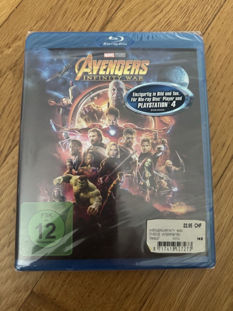 Tutti i DVDs: Marvel Avengers Infinity War Blue Ray – Nuovo e nell'imballaggio originale da Sursee venduto da giu_205