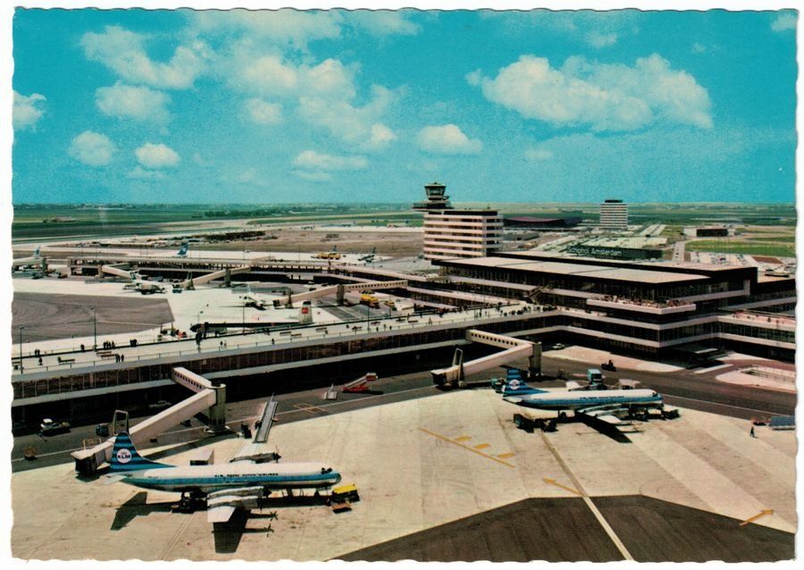 Cartoline postali: Schiphol Amsterdam, KLM, um 1960-65 – Usato da Frauenfeld venduto da POML