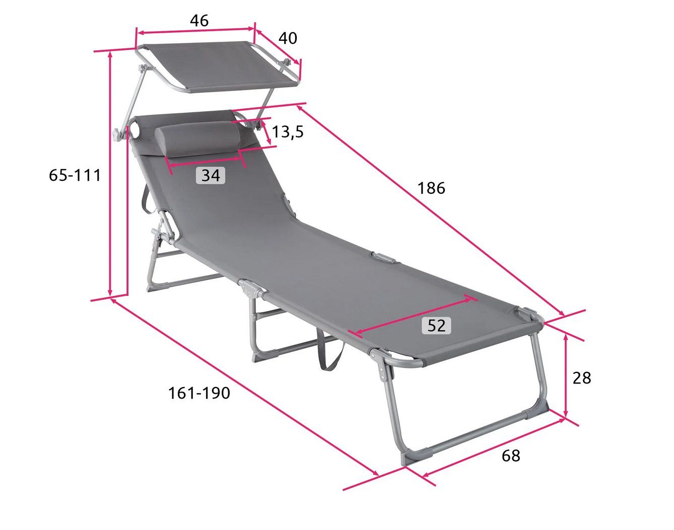 Sedie a sdraio: 2 Gartenliegen 4-stufig mit Kopfpolster grau – Nuovo (secondo la descrizione) da Steinhausen venduto da Retourenprofis 2