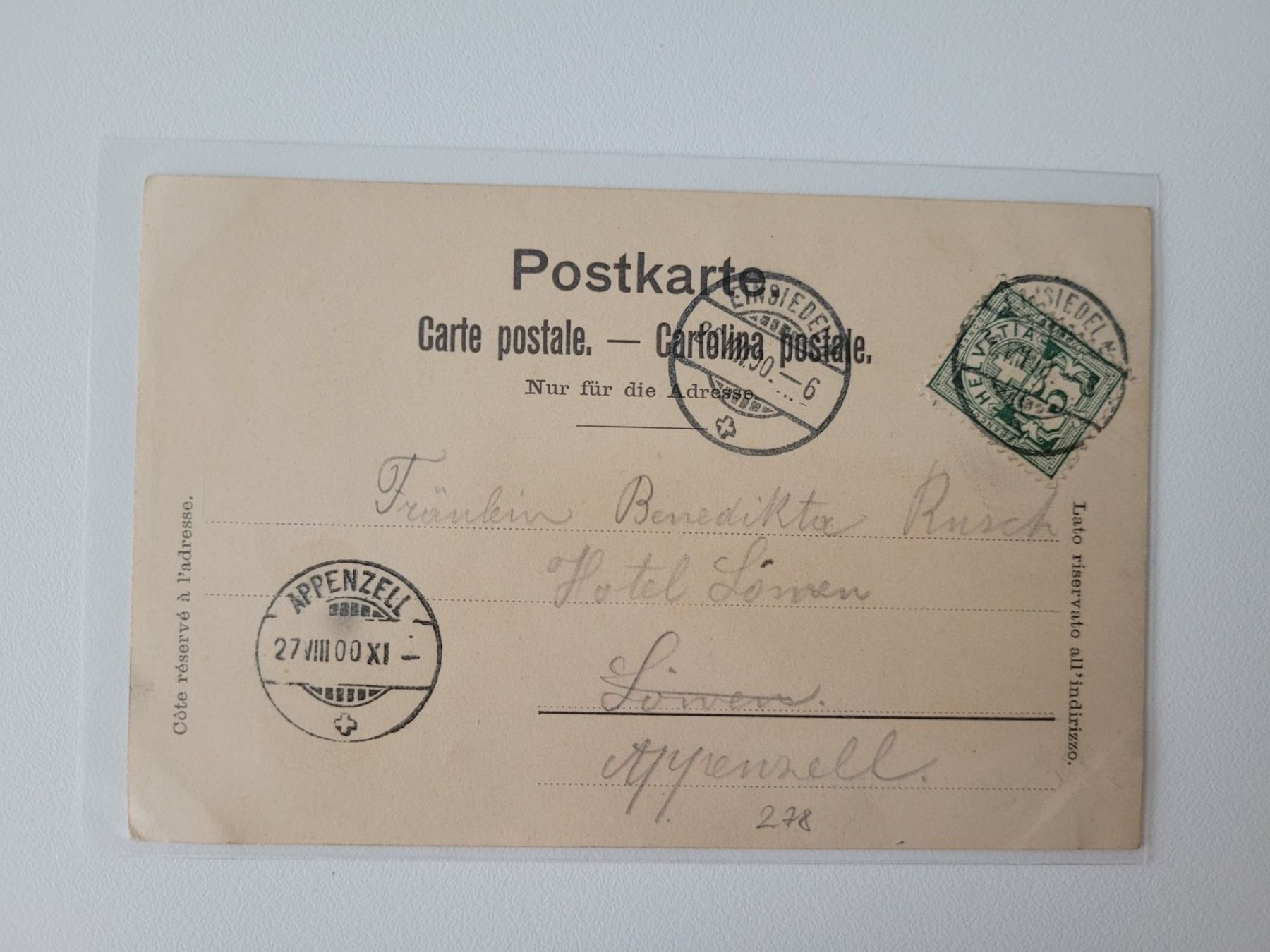 Ansichtskarten: Gruss aus Einsiedeln 1900 – Gebraucht aus Inwil von Flower2325
