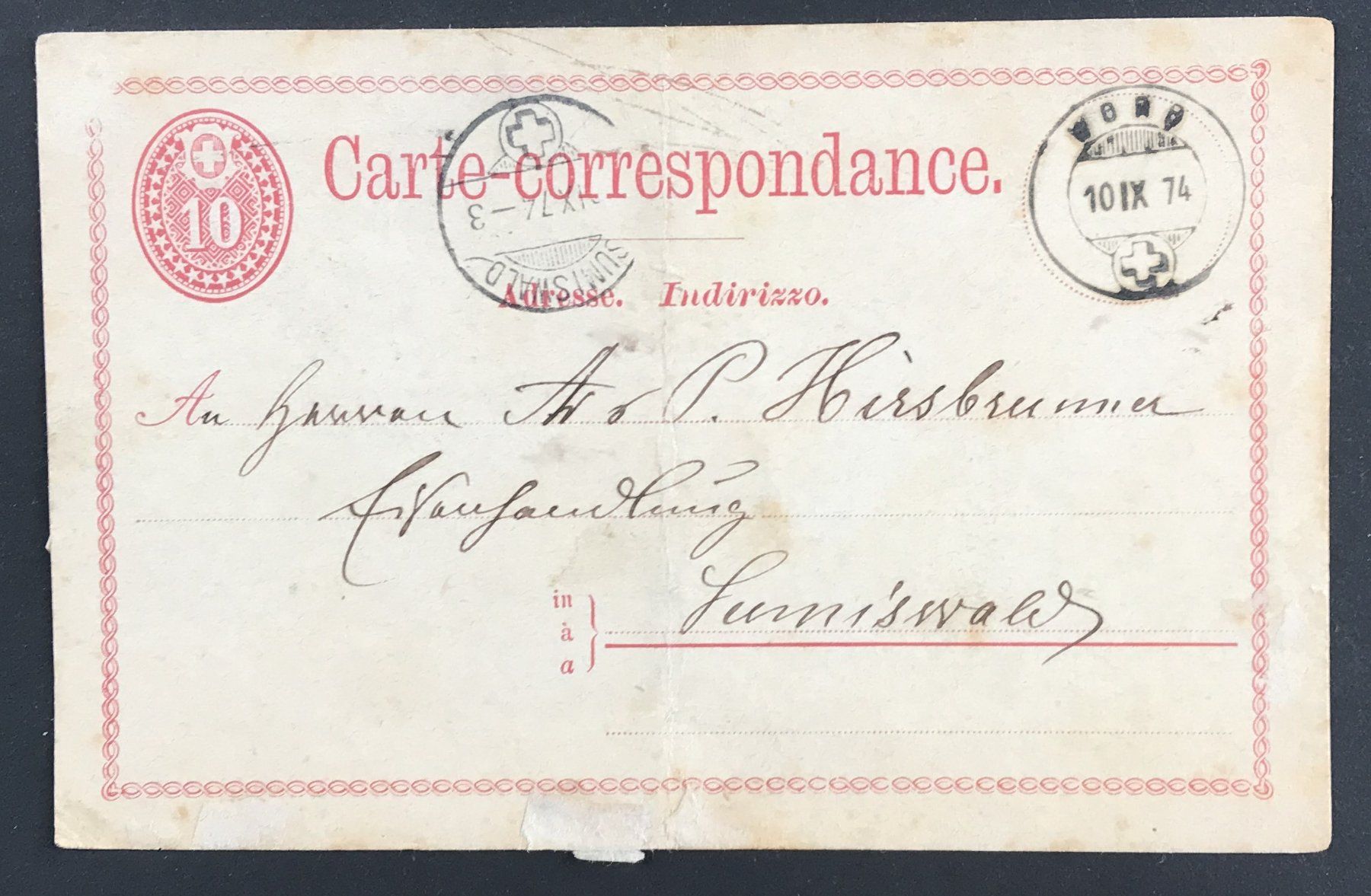 Tutti i francobolli: POSTKARTE 1874 – Usato da Ostermundigen venduto da Kari1937