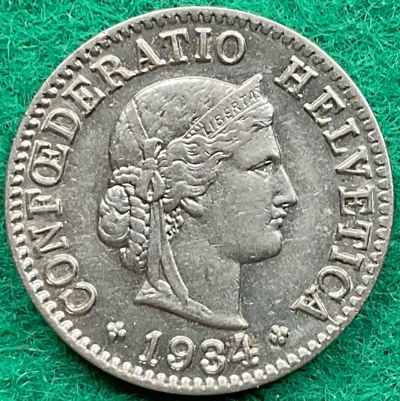 Tutti le monete: Pièce de 5 ct suisse 1934 – Usato da Plan-les-Ouates venduto da gab_cgf6