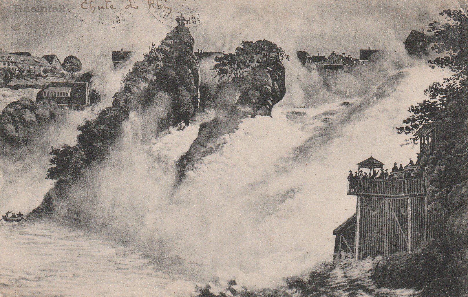 Cartoline postali: AK Rheinfall gel. 29.8.1910 – Usato da Fribourg venduto da schnalla92
