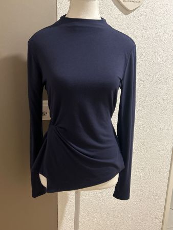 Langarmshirt dunkelblau mit Raffung von Scotch & Soda Gr. S