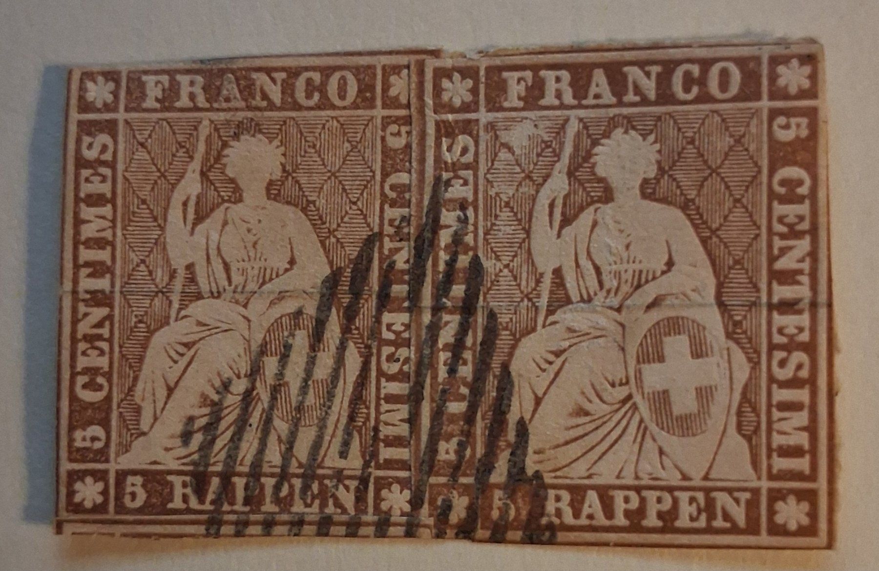 Tutti i francobolli: 2 Strubel 5 Rappen (Nr. 5) – Usato da Stalden (Sarnen) venduto da Salina_23
