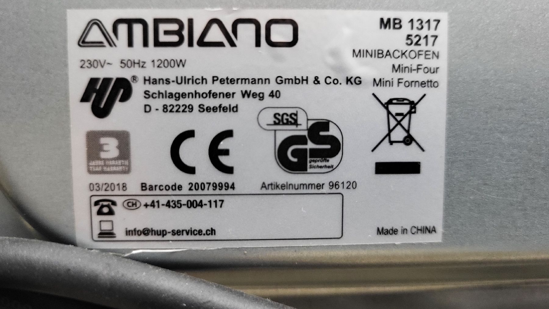 Ambiano Forni: Kleiner Backofen zum Campen – Usato da Winterthur venduto da Rosuda 6