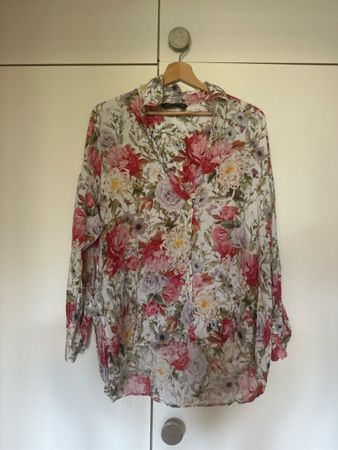 ZARA WOMAN Floral Print Blouse Size XS Made in Portugal