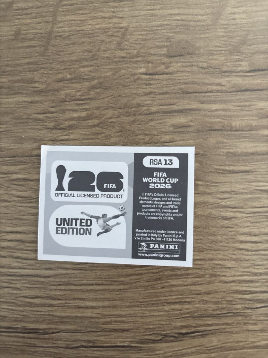 Panini Carte collezionabili: Panini Fifa WM 2026, RSA13 – Nuovo (secondo la descrizione) da Niederwil AG venduto da pat_l6fn 1