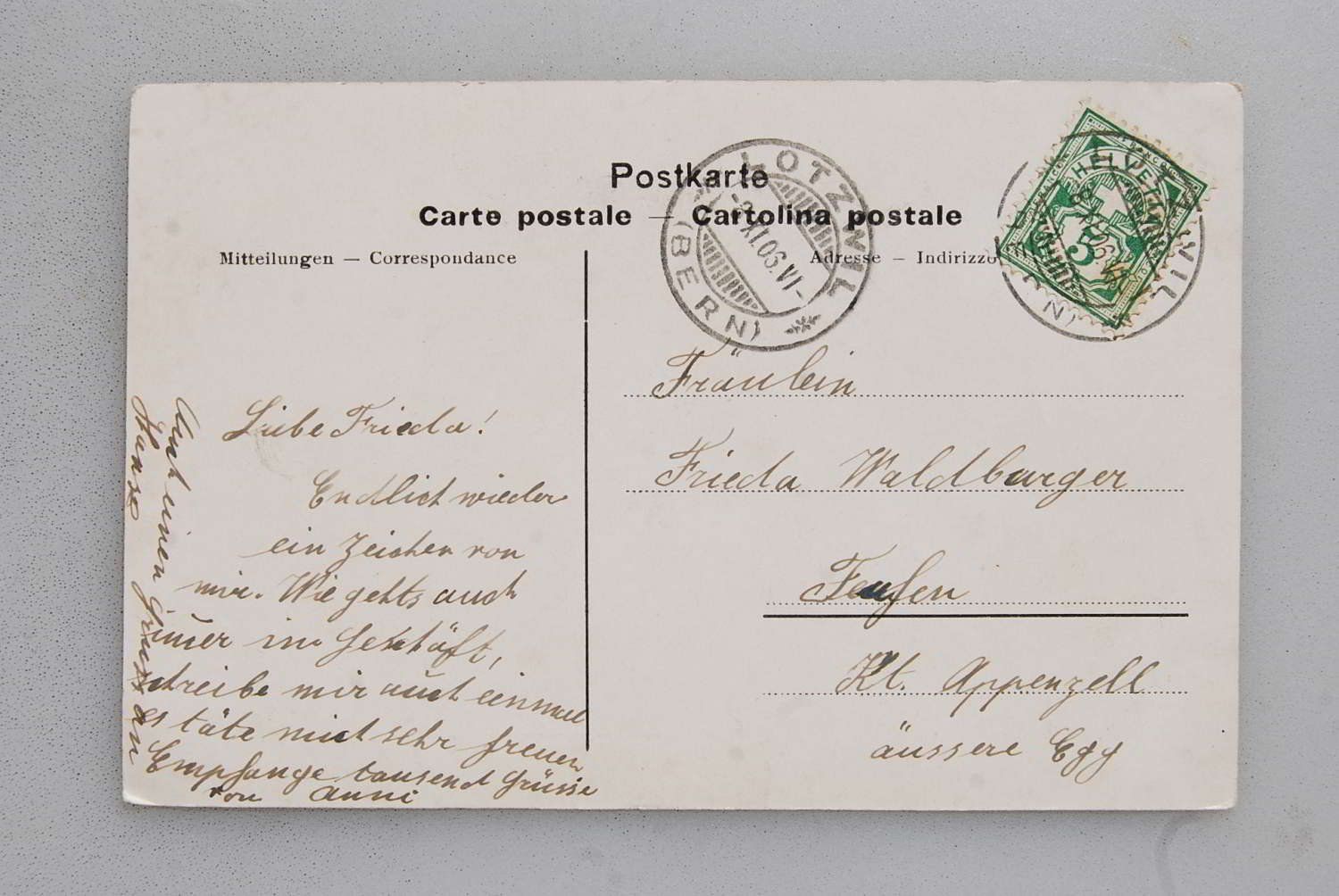 Cartoline postali: AK Schulhaus Lotzwil, 1906 – Usato da Rüfenacht BE venduto da Toro06 1