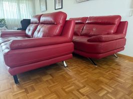 Sofa rot Leder gebraucht guter Zustand 2-Sitzer