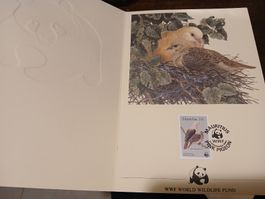 Carte WWF originale avec timbre - Pigeon rose rare!