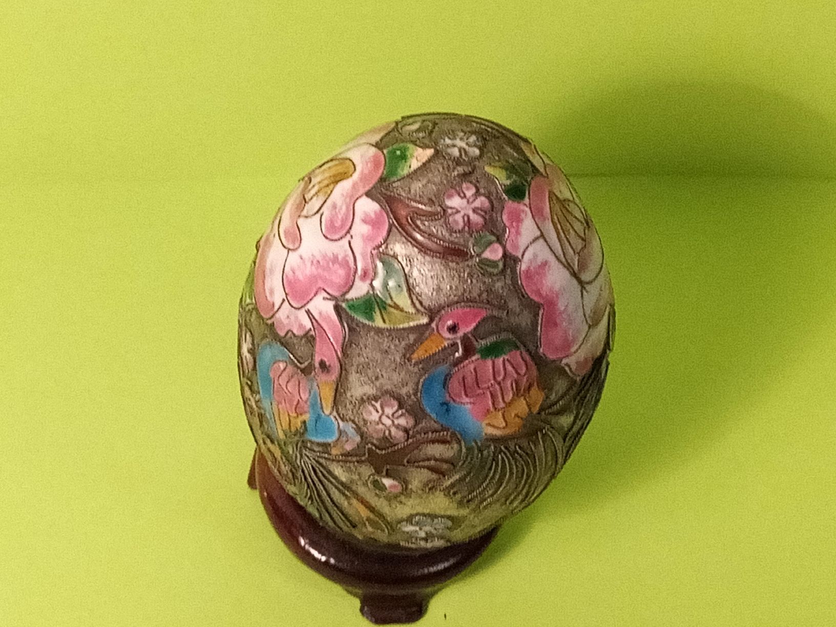 Tutte le decorazioni: Hübsches Cloisonné- Ei  Chinesisch mit Holzständer. – Usato da basel venduto da markusb07 4