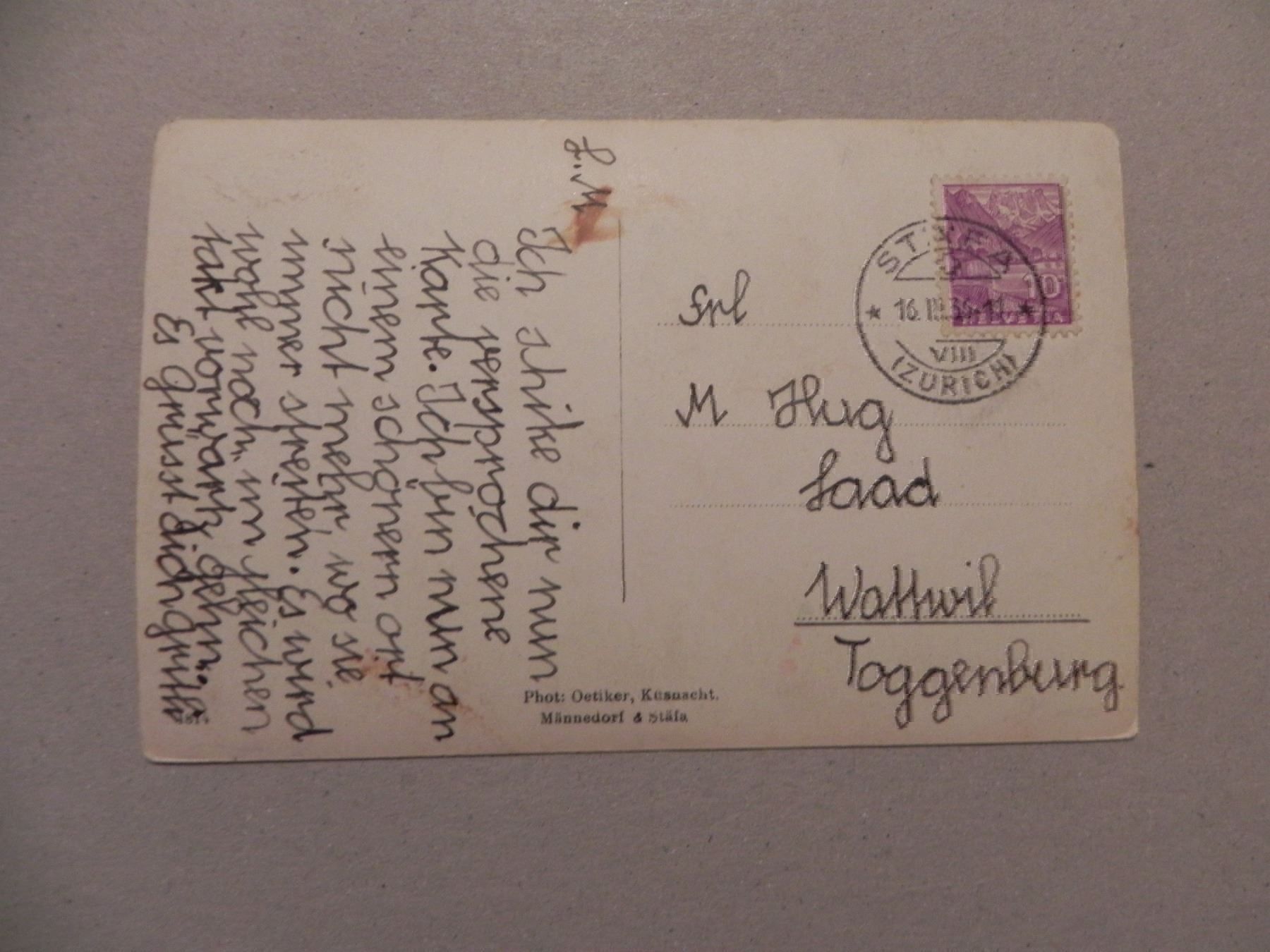 Cartoline postali: Ansichtskarte Stäfa ZH Zürich 1936 – Usato da Siebnen venduto da krimsie 1