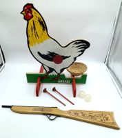 Hahn Zielscheibe mit Gewehr von EUREKA, Made in France, Holz