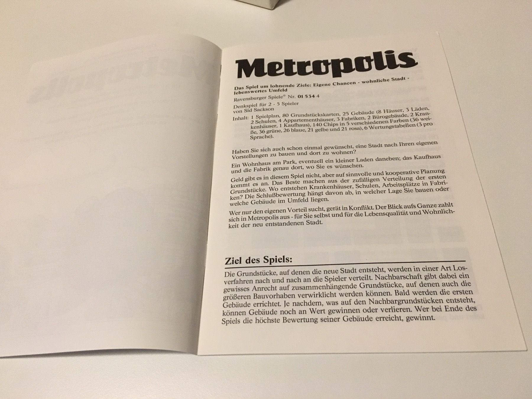 Ravensburger Spiele: Metropolis - Spiel von Ravensburger - 1984 – Gebraucht aus Andwil SG von Rainboli 9